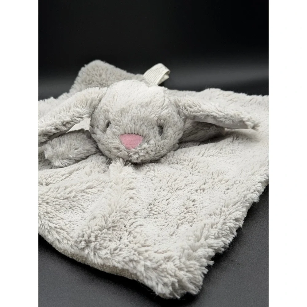 Kelly Toys Grey‎ Bunny Rabbit Plush Security Blanket Lovey Faux Fur Pink Nose
